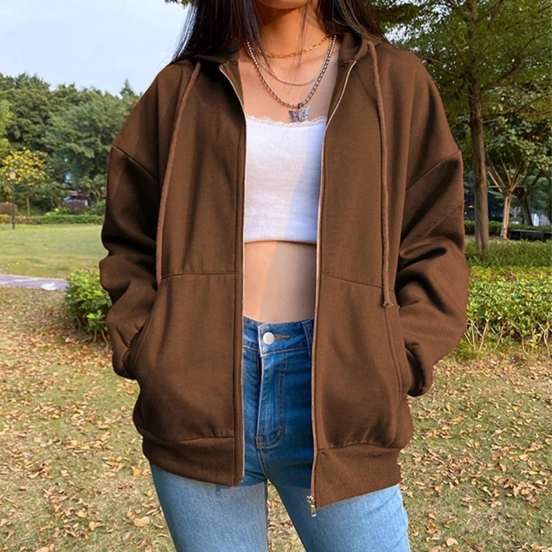 Women’s Fleece Hoodie Loose Fit Hooded Sweatshirt with Drawstring & Pockets for Autumn and Winter