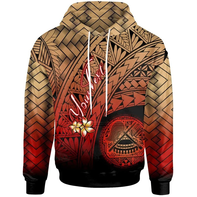 American Samoa Graphic Hoodie Personalised Polynesian Flag Print Hooded Sweatshirt with Drawstring for Casual Wear