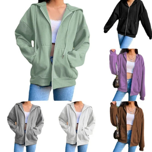 Women’s Fleece Hoodie Loose Fit Hooded Sweatshirt with Drawstring & Pockets for Autumn and Winter