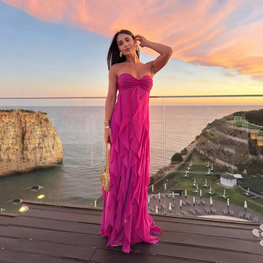 Luxury Strapless Chiffon Prom Dress for Women – Layered Formal Evening Gown for Gala, Birthday Parties & Special Occasions