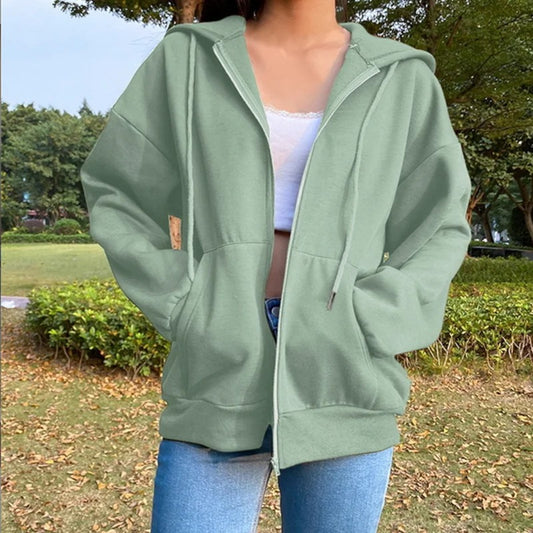 Women’s Fleece Hoodie Loose Fit Hooded Sweatshirt with Drawstring & Pockets for Autumn and Winter