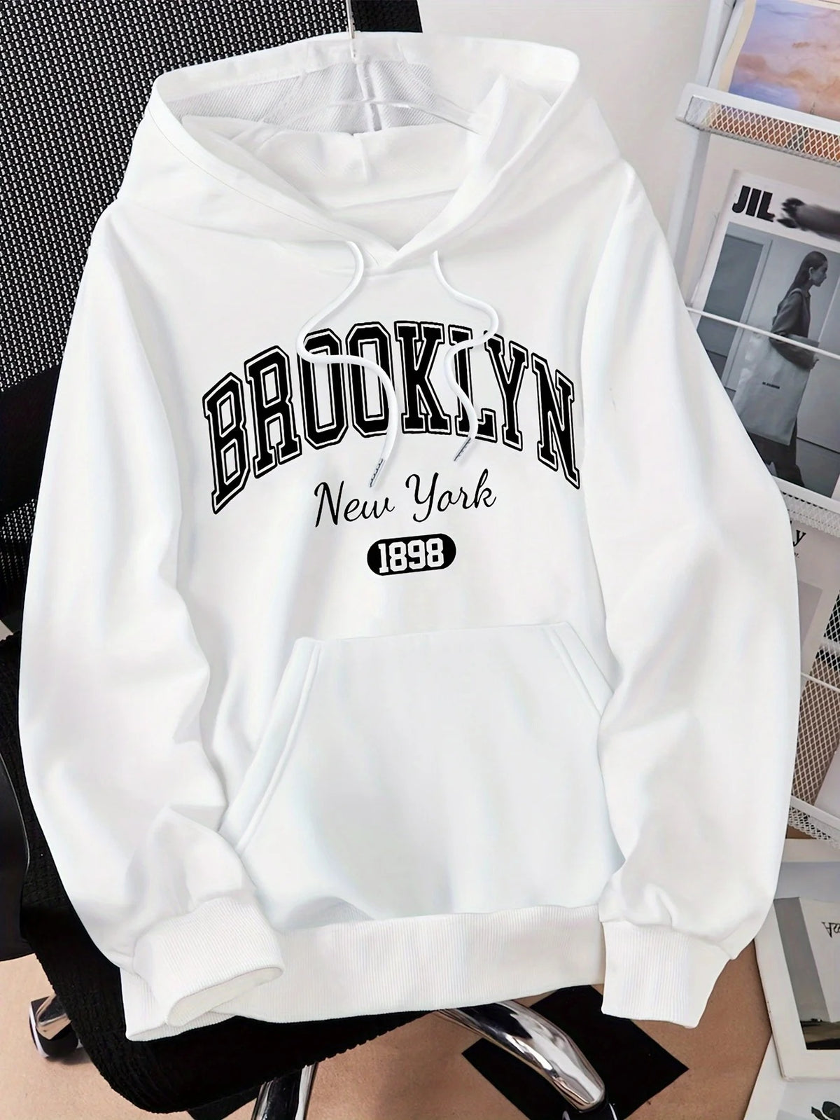 Brooklyn New York 1898 Women’s Hoodie Casual Hooded Pullover Sweatshirt with Drawstring & Graphic Letter Print