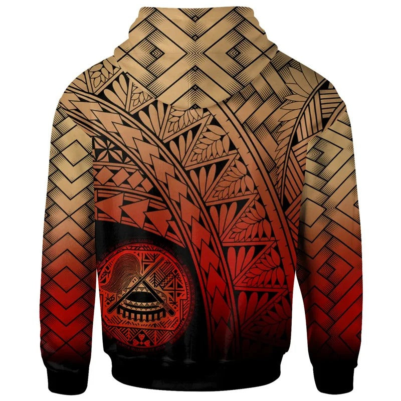 American Samoa Graphic Hoodie Personalised Polynesian Flag Print Hooded Sweatshirt with Drawstring for Casual Wear