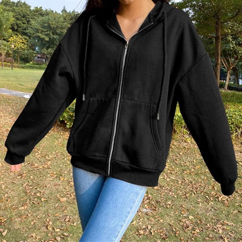Women’s Fleece Hoodie Loose Fit Hooded Sweatshirt with Drawstring & Pockets for Autumn and Winter