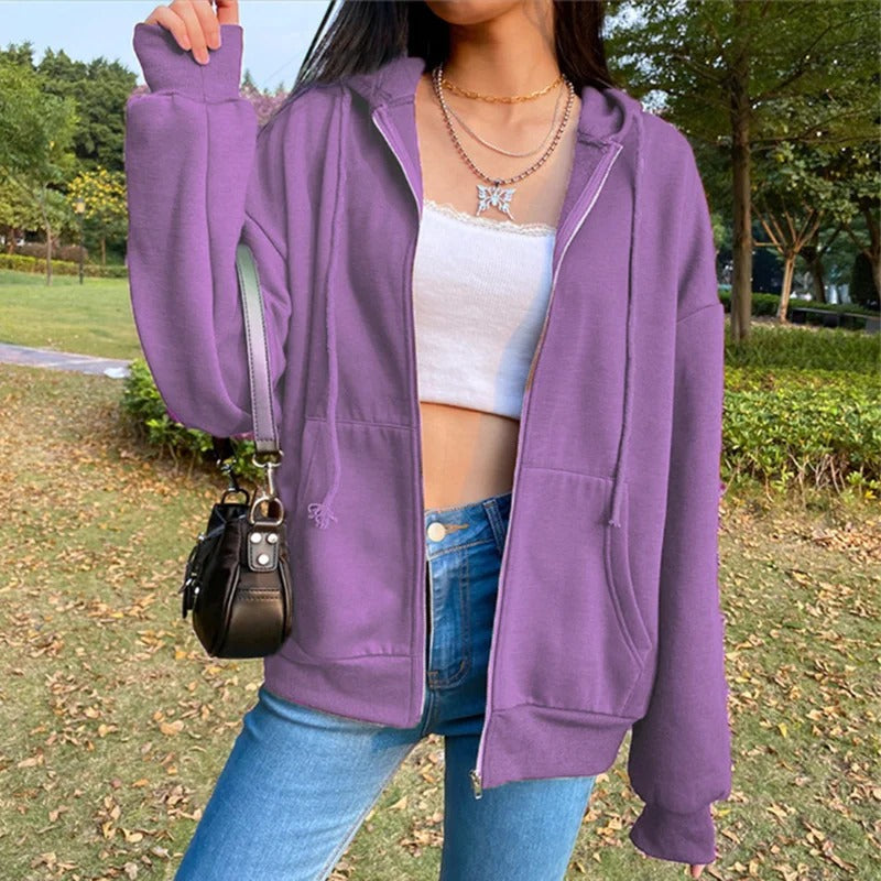 Women’s Fleece Hoodie Loose Fit Hooded Sweatshirt with Drawstring & Pockets for Autumn and Winter