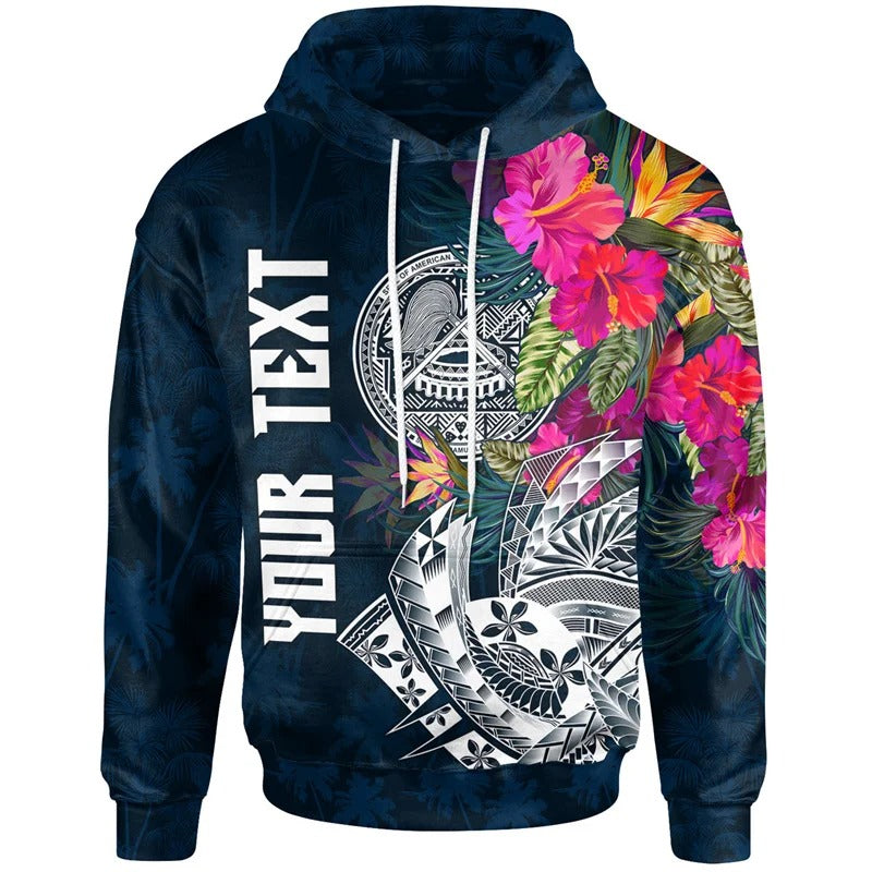 American Samoa Graphic Hoodie Personalised Polynesian Flag Print Hooded Sweatshirt with Drawstring for Casual Wear