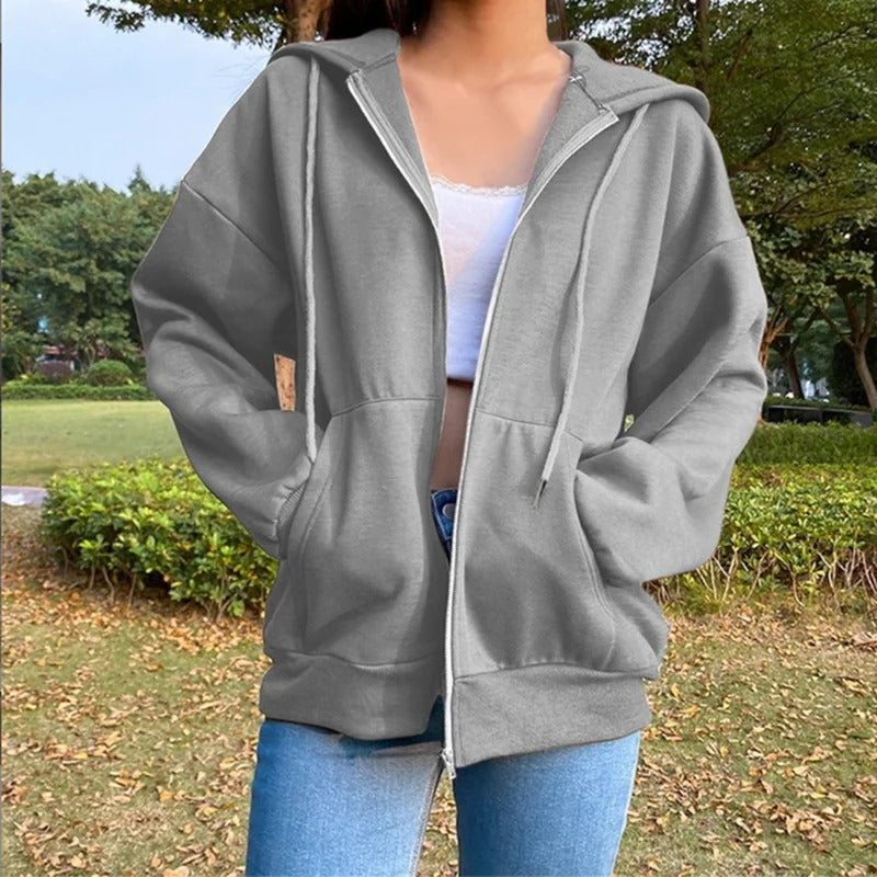 Women’s Fleece Hoodie Loose Fit Hooded Sweatshirt with Drawstring & Pockets for Autumn and Winter